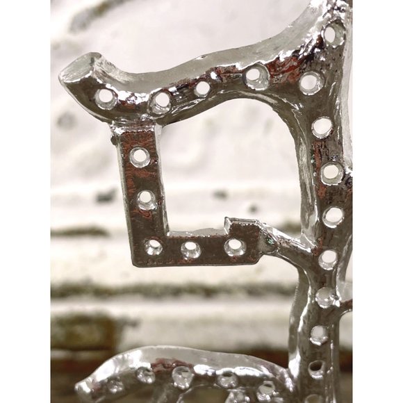 Vintage 1970s Torino Earring Holder Stand Hippy LOVE Silvertone - Picture 7 of 7